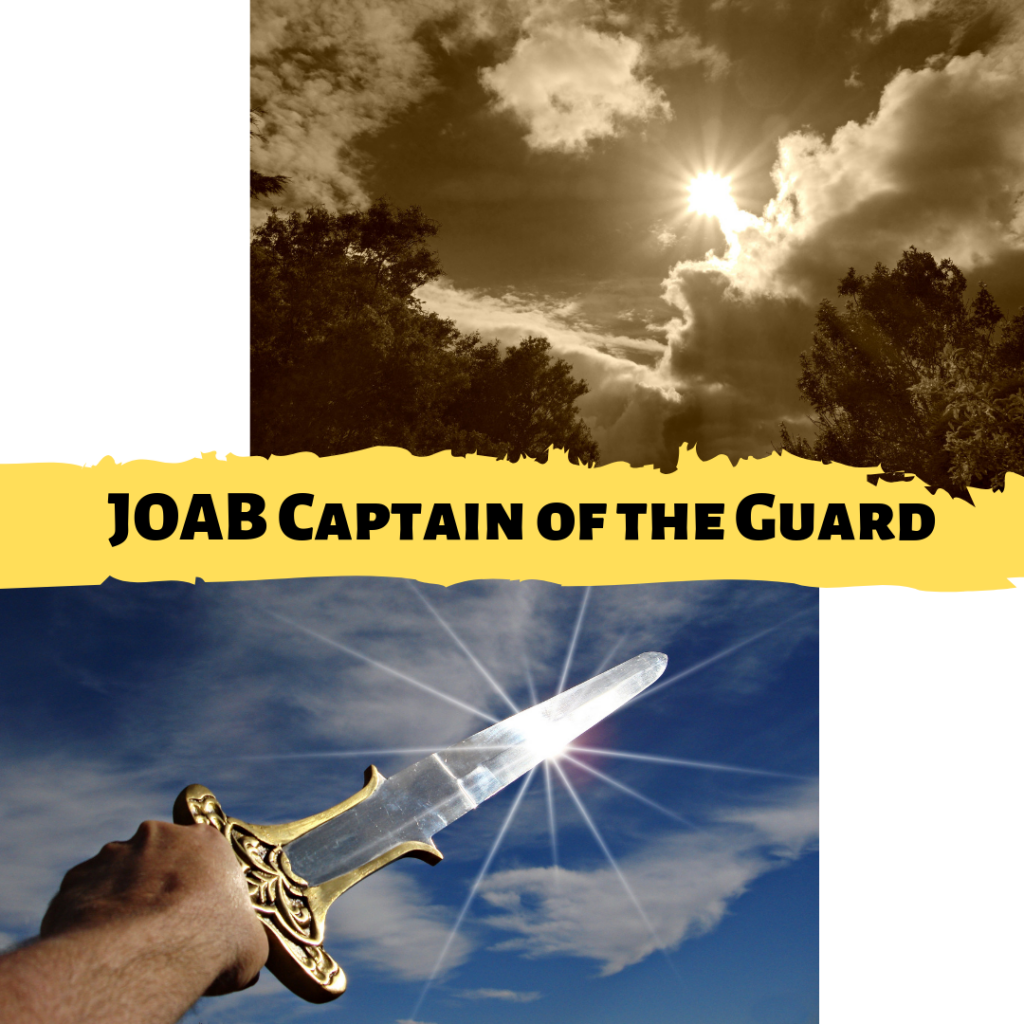 cover image for pdf article with sky and sword and words Joab Captain of the Guard