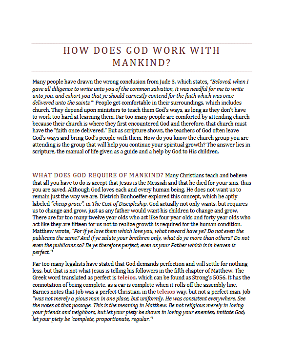cover image for pdf article "How does God Work with Mankind"