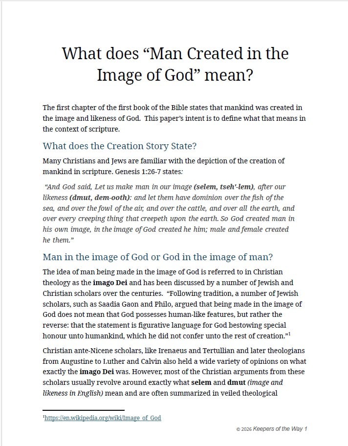 Cover page for the Image of God article